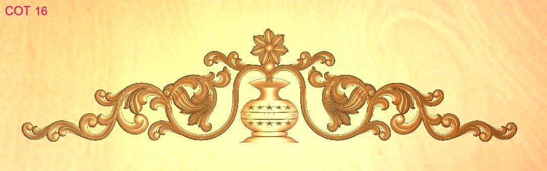 COT DESIGNS - COT-16 Ornamental Floral Vase and Scrollwork Decorative Panel 3D Model